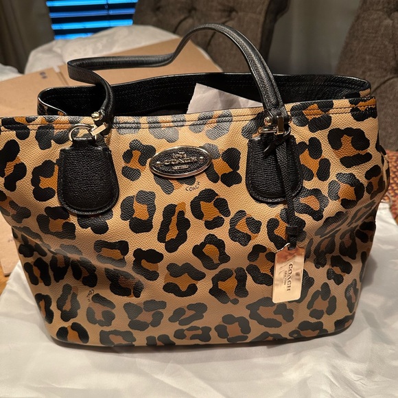 Coach Handbags - Coach leopard print satchel.